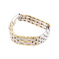 Montre Cartier, "Panthère", acier et or jaune trois rangs.