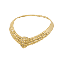 Collier plastron, motif capitonné, or jaune.