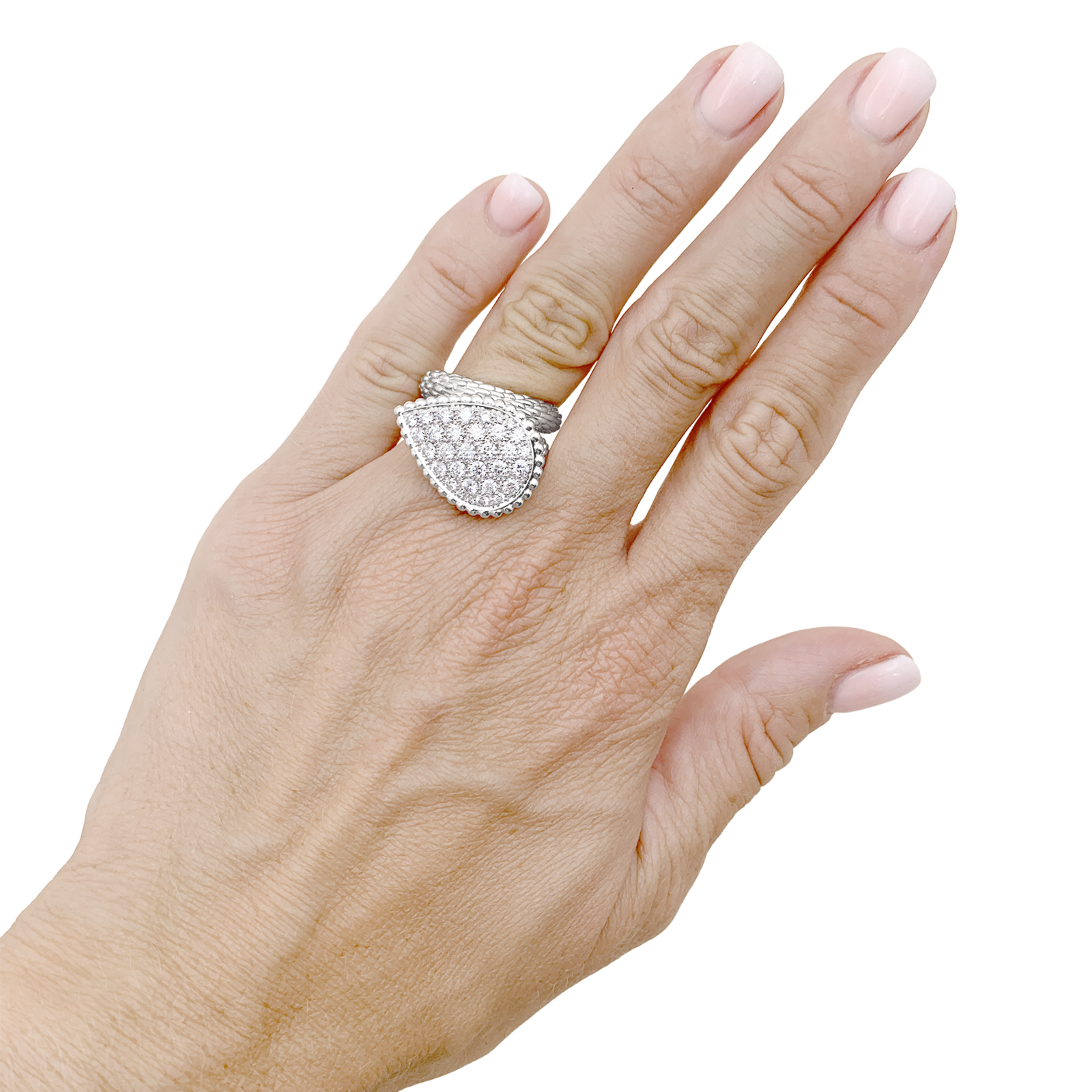 Bague BOUCHERON "Serpent Bohème motif L", or blanc, diamants.