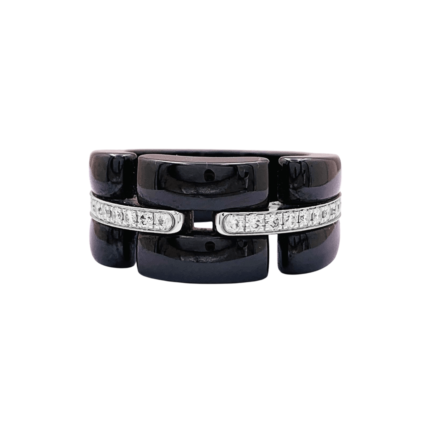 Bague Chanel, "Ultra", or blanc, céramique noire, diamants.