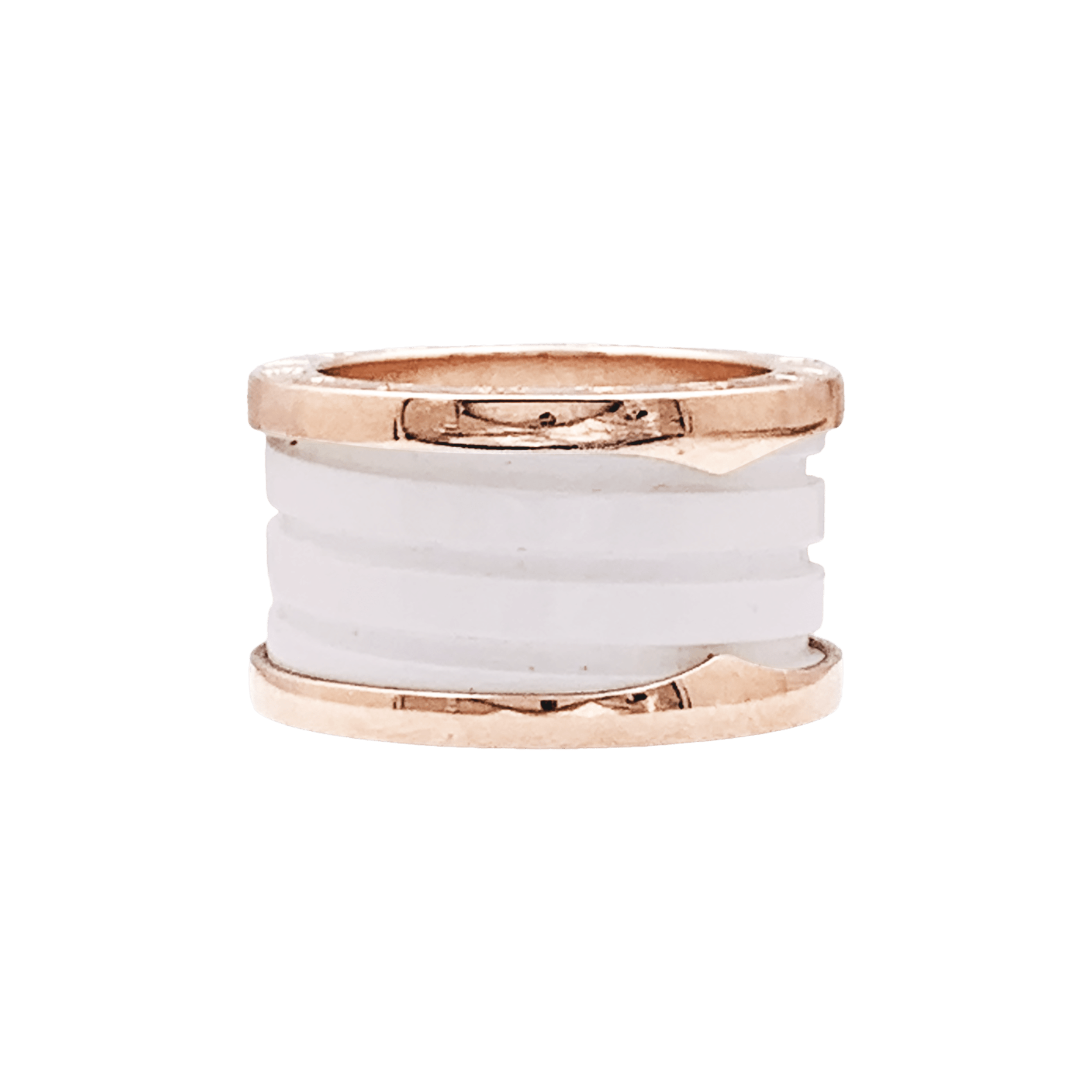 Bague Bulgari "B.Zero1", or jaune et céramique blanche.