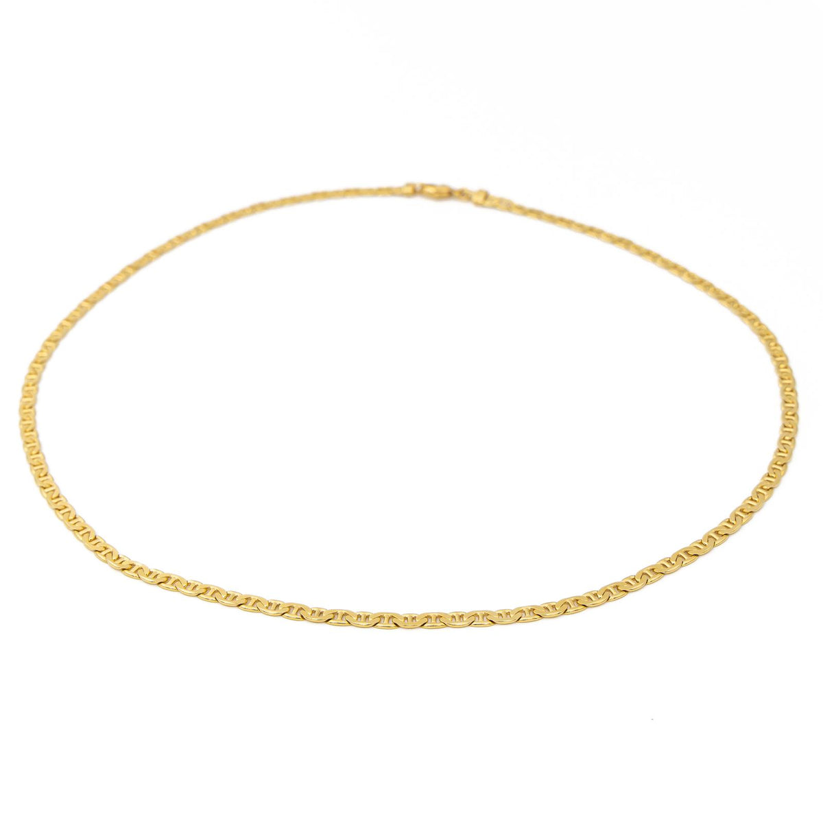 Navy mesh chain necklace in yellow gold