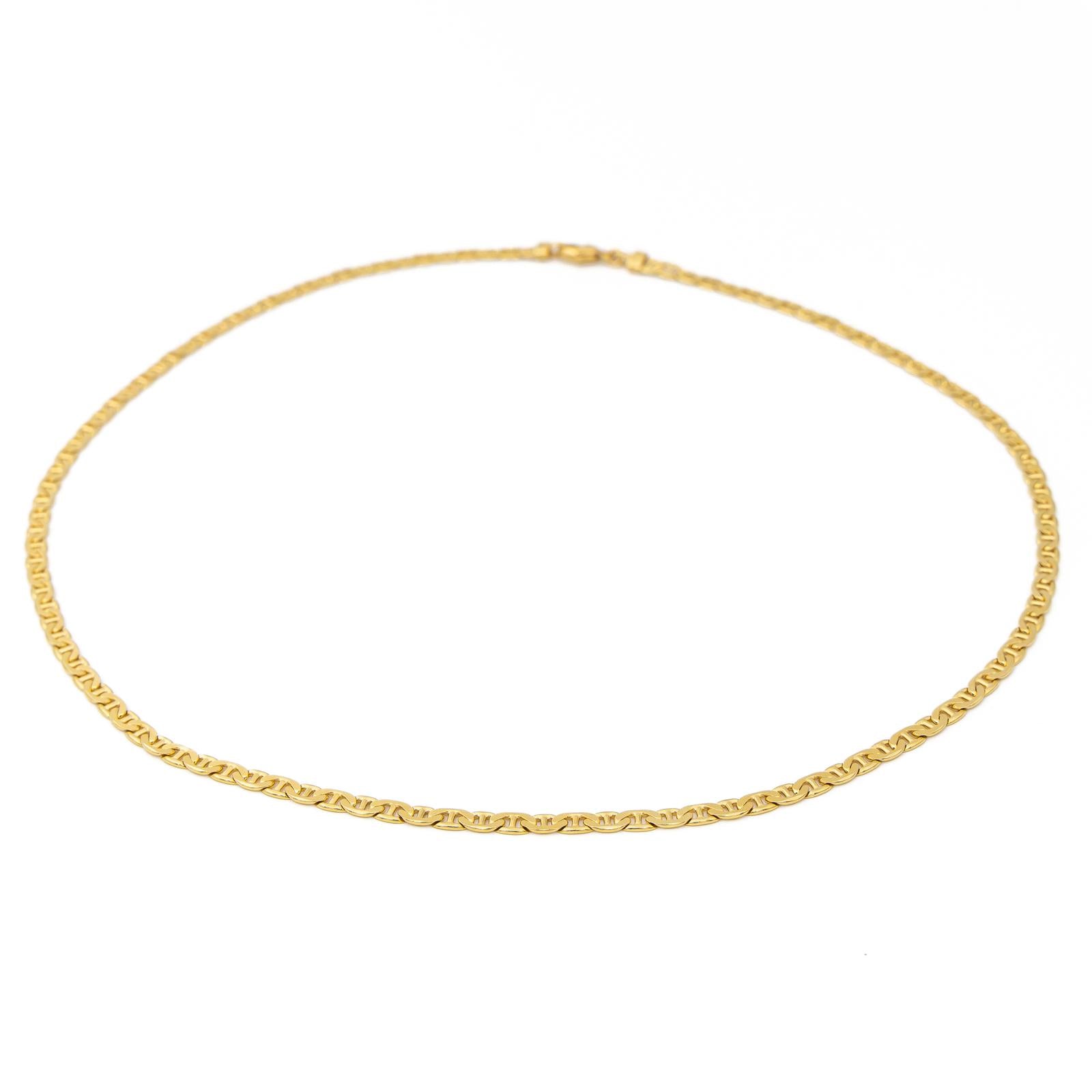 Navy mesh chain necklace in yellow gold
