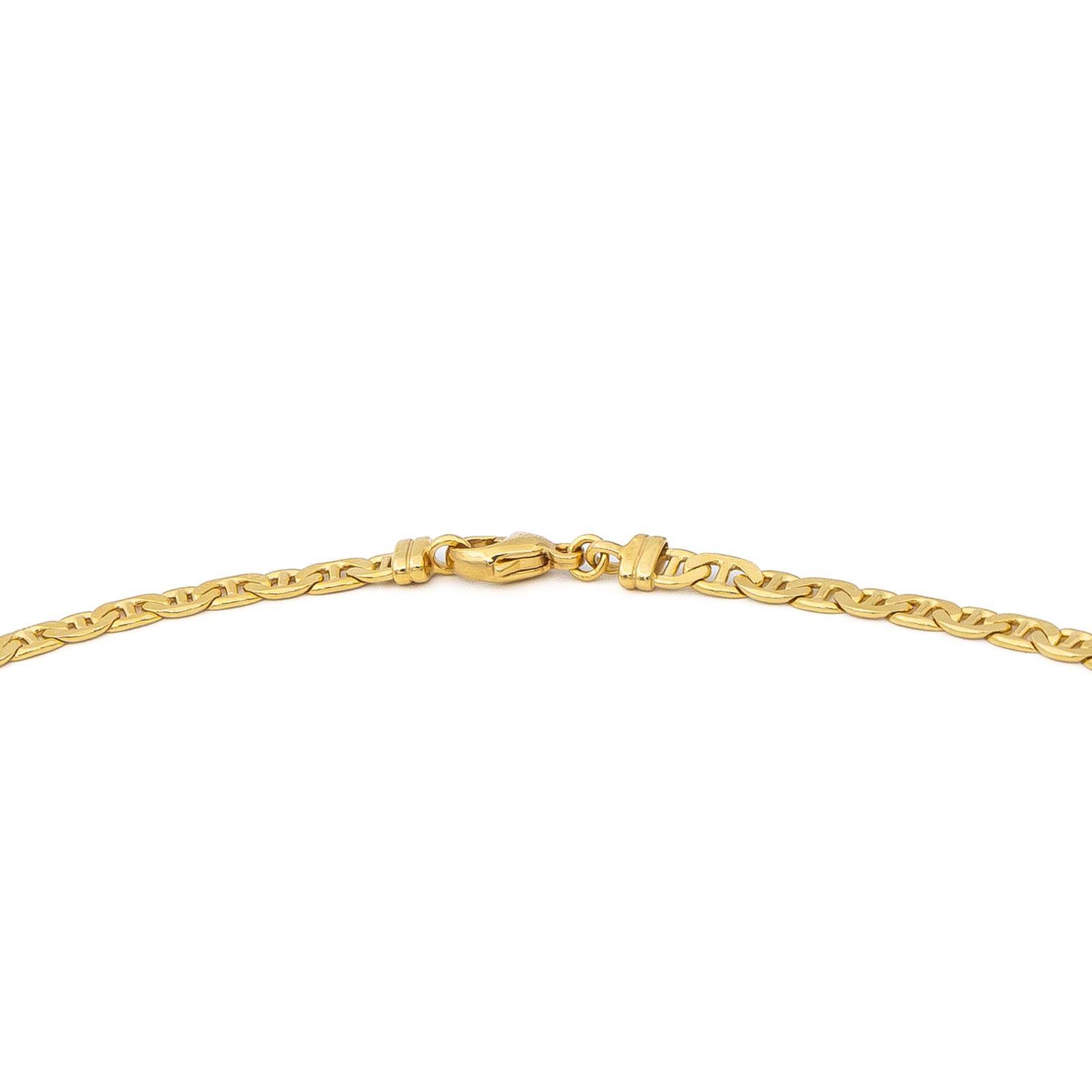 Navy mesh chain necklace in yellow gold
