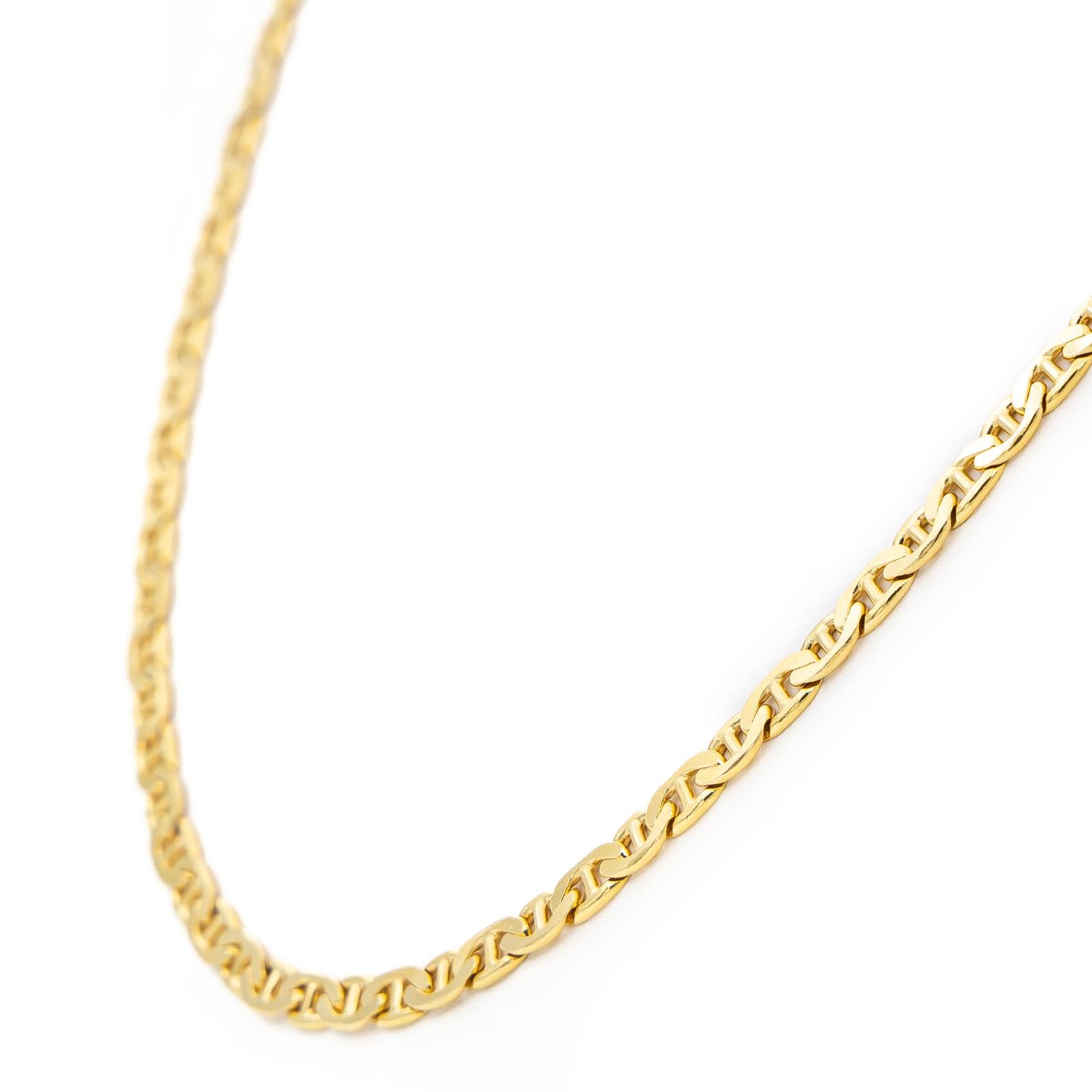 Navy mesh chain necklace in yellow gold