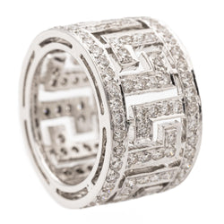 Openwork bandeau ring in white gold and diamonds