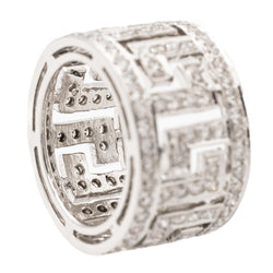 Openwork bandeau ring in white gold and diamonds