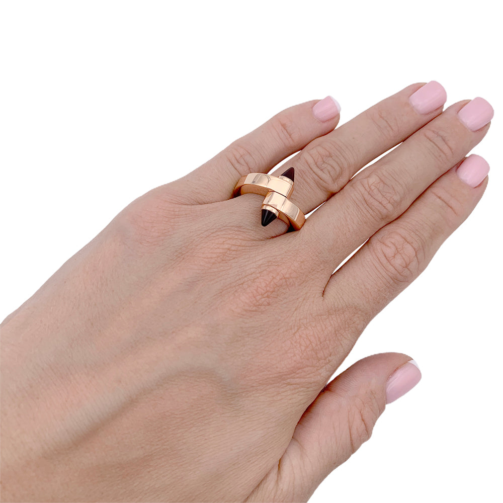 CARTIER “Menottes” ring in pink gold, rhodolite garnets