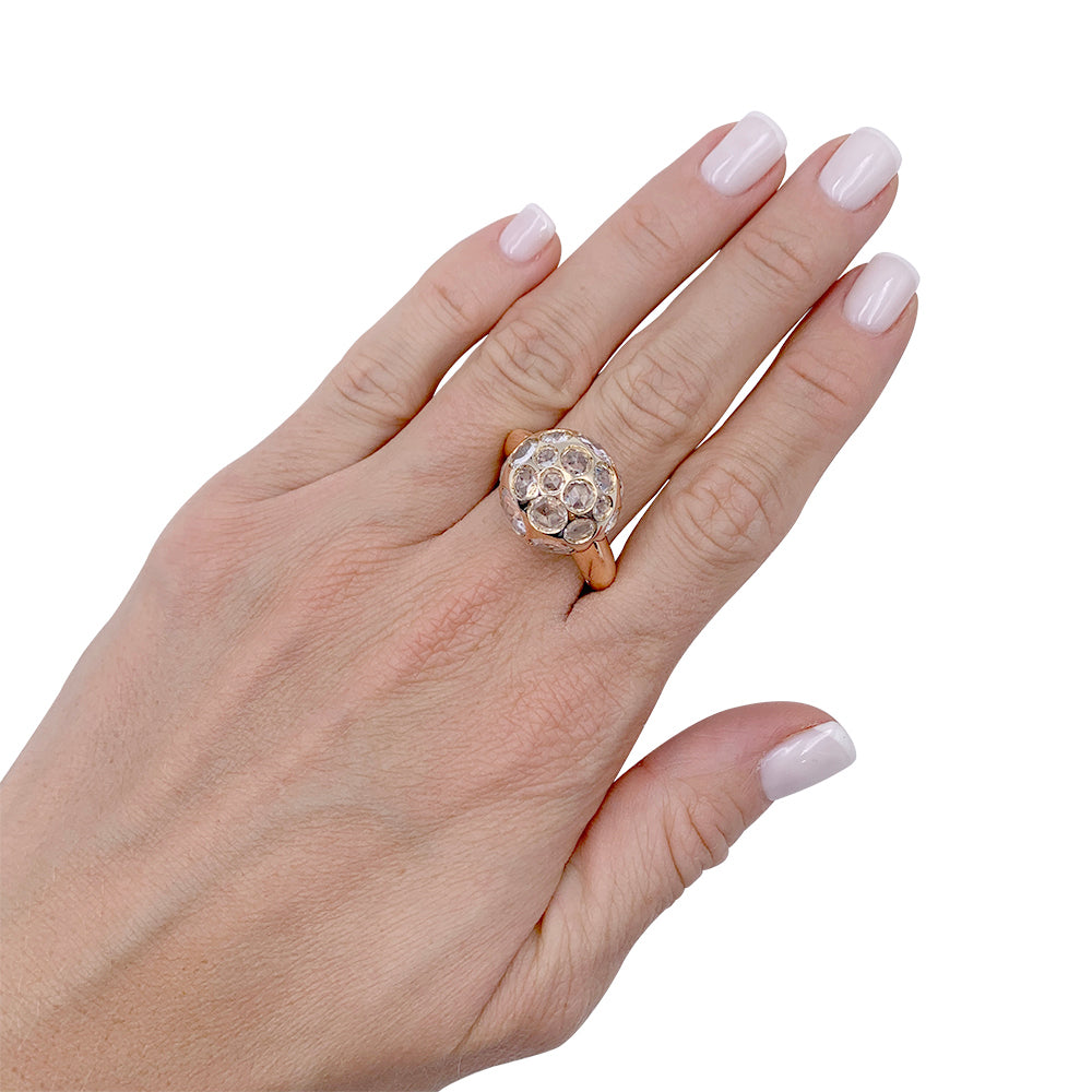 Pomellato ring, "Harem", gold and rock crystal