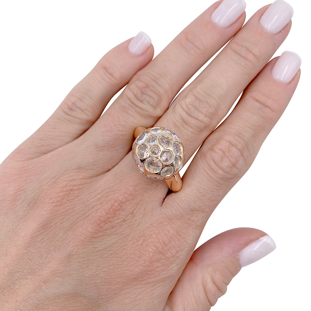 Pomellato ring, "Harem", gold and rock crystal