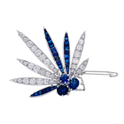Platinum brooch set with diamonds and sapphires, Circa 1925