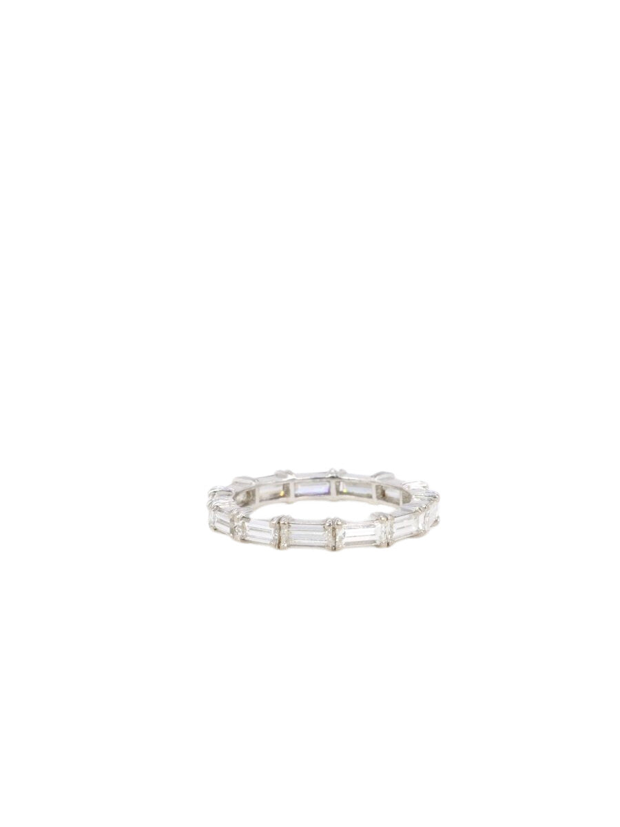 Alliance américiane en or blanc et diamants taille baguette - Castafiore