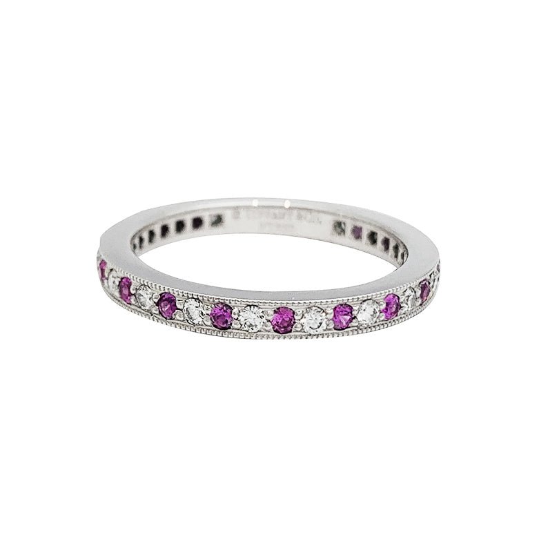 Alliance TIFFANY & CO. , " Tiffany Legacy", platine, diamants, saphirs roses - Castafiore