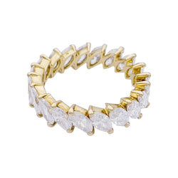 Alliance tour complet or jaune et diamants navettes. - Castafiore