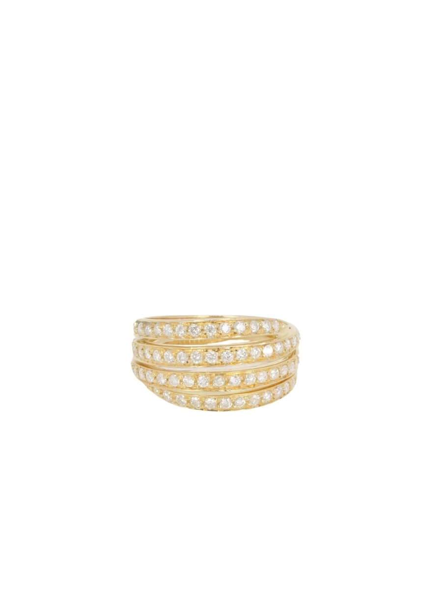 Bague 4 corps en or jaune et diamants - Castafiore