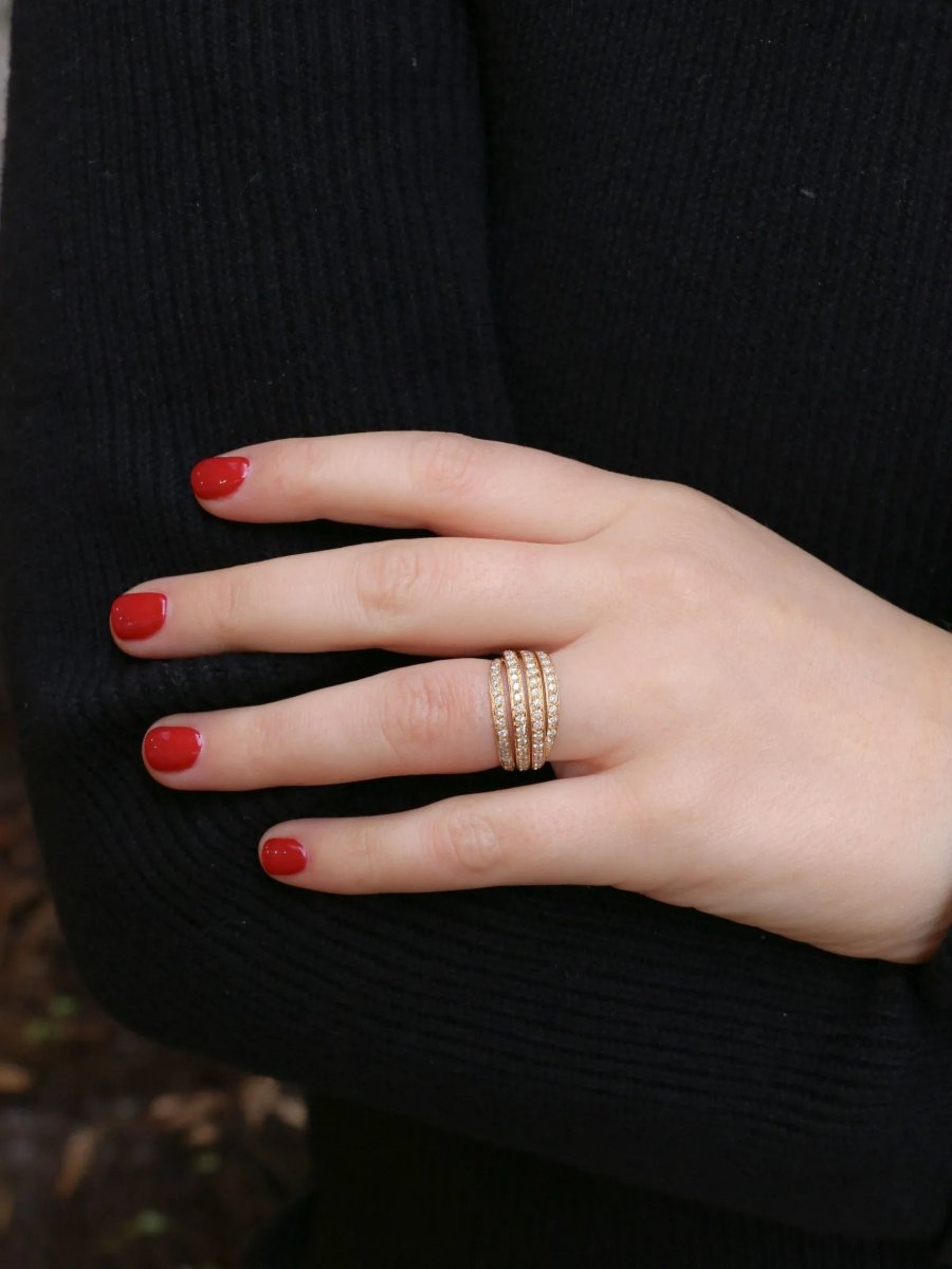 Bague 4 corps en or jaune et diamants - Castafiore