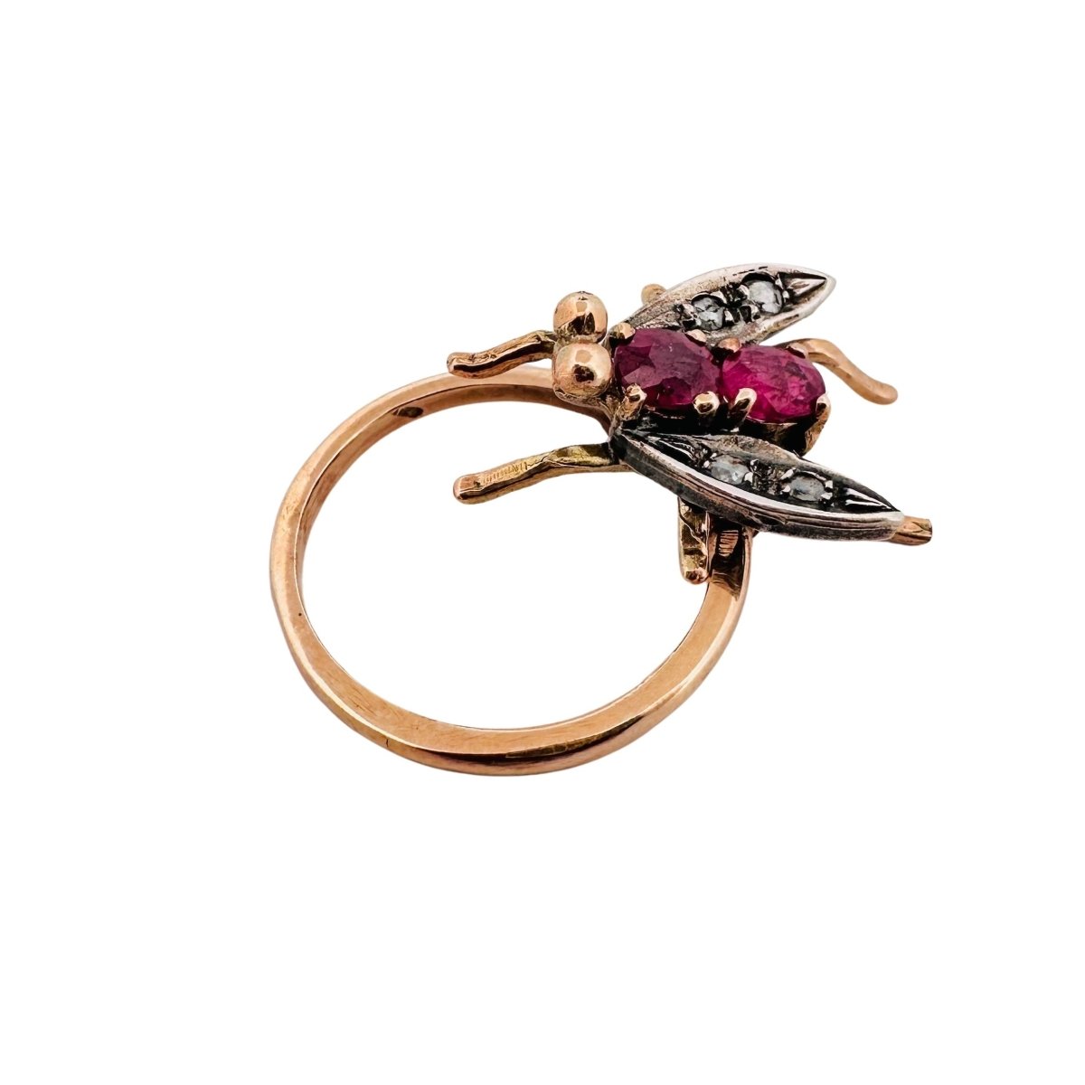 Bague Abeille en or jaune, argent rubis et diamants - Castafiore