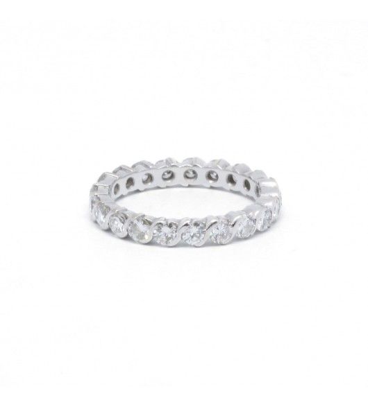 Bague Alliance américaine en or blanc et diamants - Castafiore