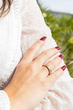 Bague Alliance américaine en or jaune et diamants - Castafiore