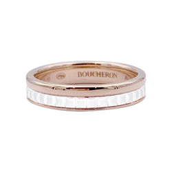 Bague Alliance BOUCHERON "Quatre White Edition" en céramique et or rose - Castafiore