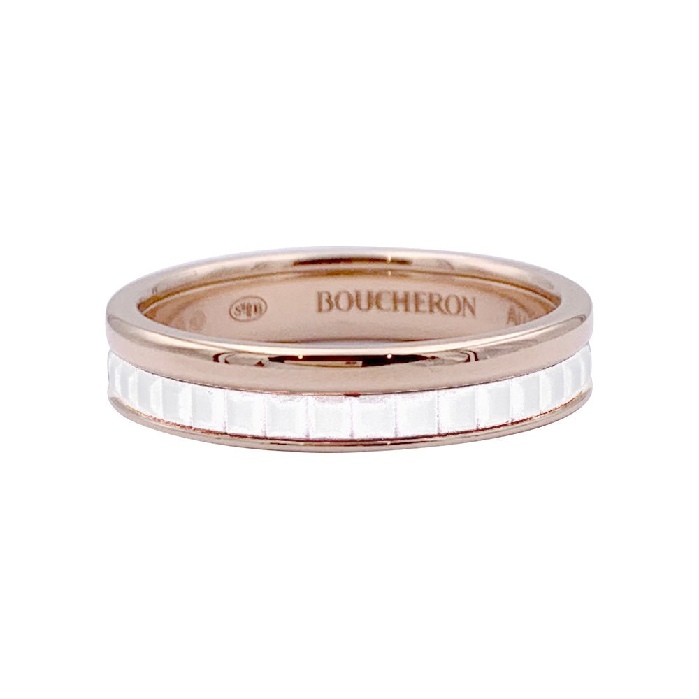 Bague Alliance BOUCHERON "Quatre White Edition" en céramique et or rose - Castafiore