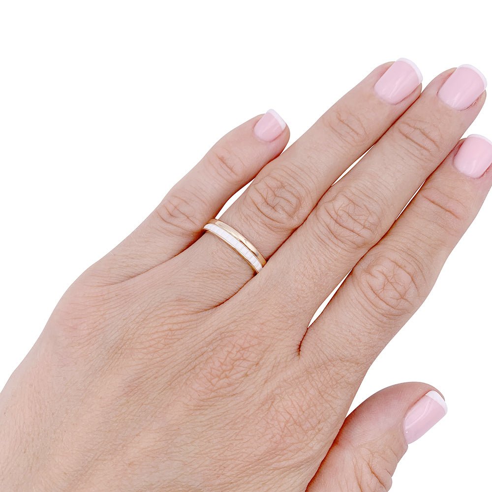 Bague Alliance BOUCHERON "Quatre White Edition" en céramique et or rose - Castafiore
