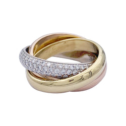 Bague Alliance CARTIER "Trinity" en 3 ors et diamants - Castafiore