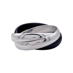 Bague Alliance CARTIER "Trinity" en or blanc et céramique - Castafiore
