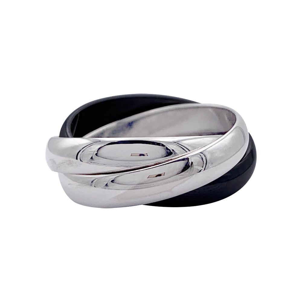 Bague Alliance CARTIER "Trinity" en or blanc et céramique - Castafiore
