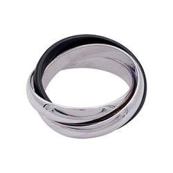 Bague Alliance CARTIER "Trinity" en or blanc et céramique - Castafiore