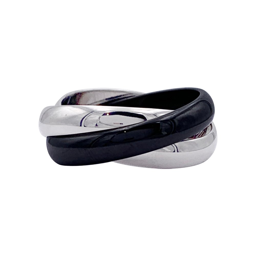 Bague Alliance CARTIER "Trinity" en or blanc et céramique - Castafiore