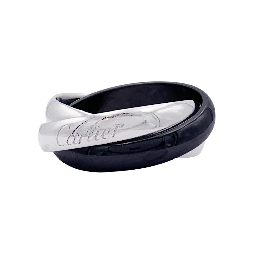 Bague Alliance CARTIER "Trinity" en or blanc et céramique - Castafiore
