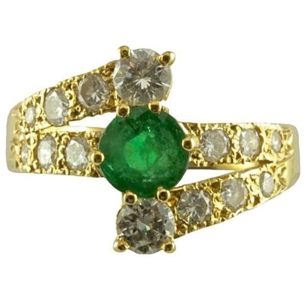 Bague Alliance en Or Jaune, émeraude et diamants - Castafiore