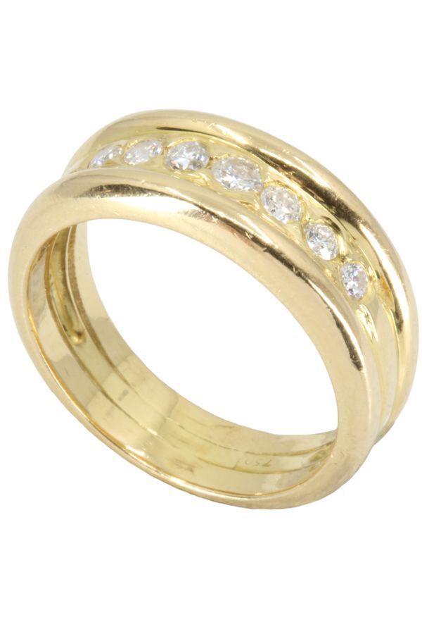 Bague Alliance En Or Jaune Et Diamant - Castafiore
