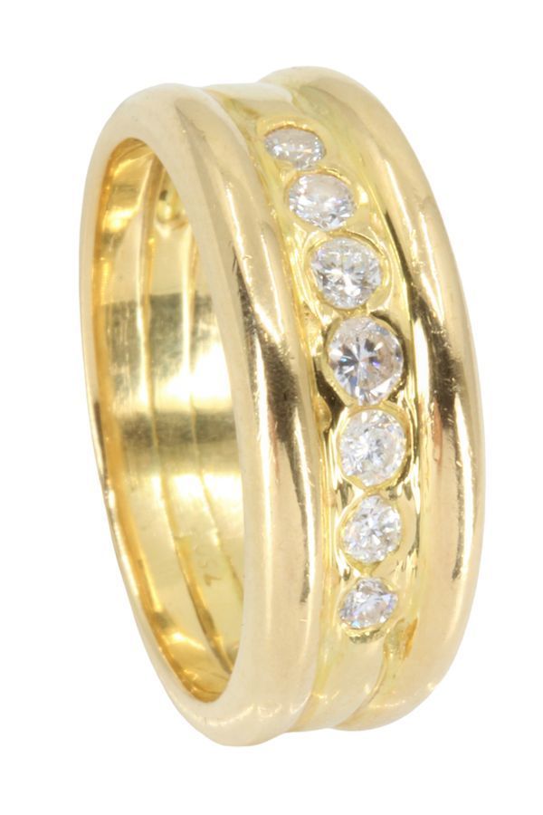 Bague Alliance En Or Jaune Et Diamant - Castafiore