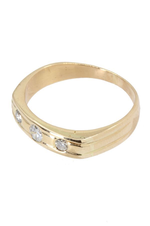 Bague Alliance En Or Jaune Et En Diamants - Castafiore