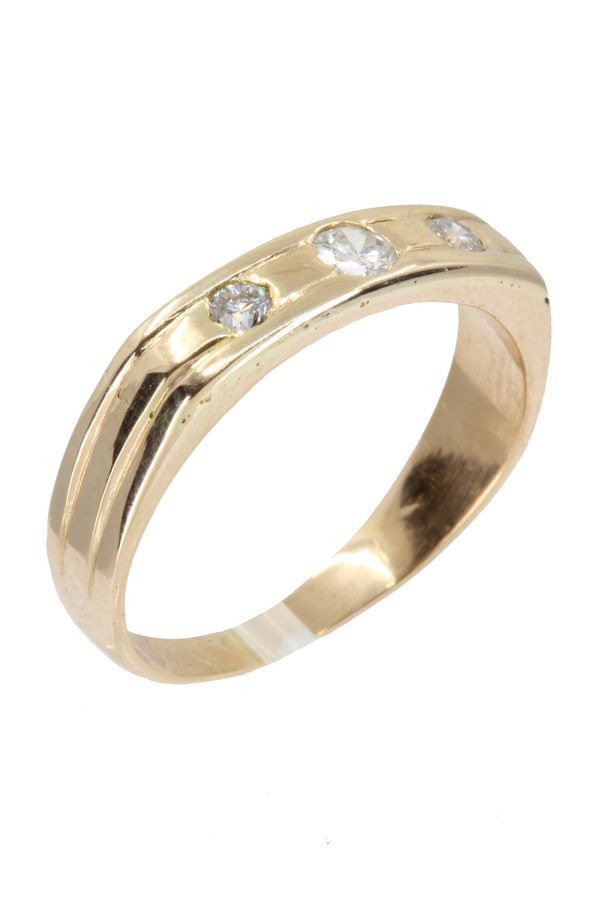 Bague Alliance En Or Jaune Et En Diamants - Castafiore