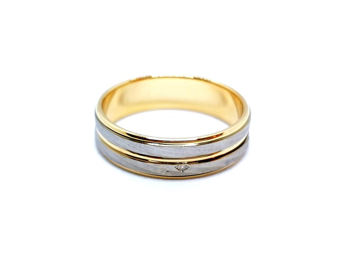 Bague Alliance or jaune et or blanc - Castafiore