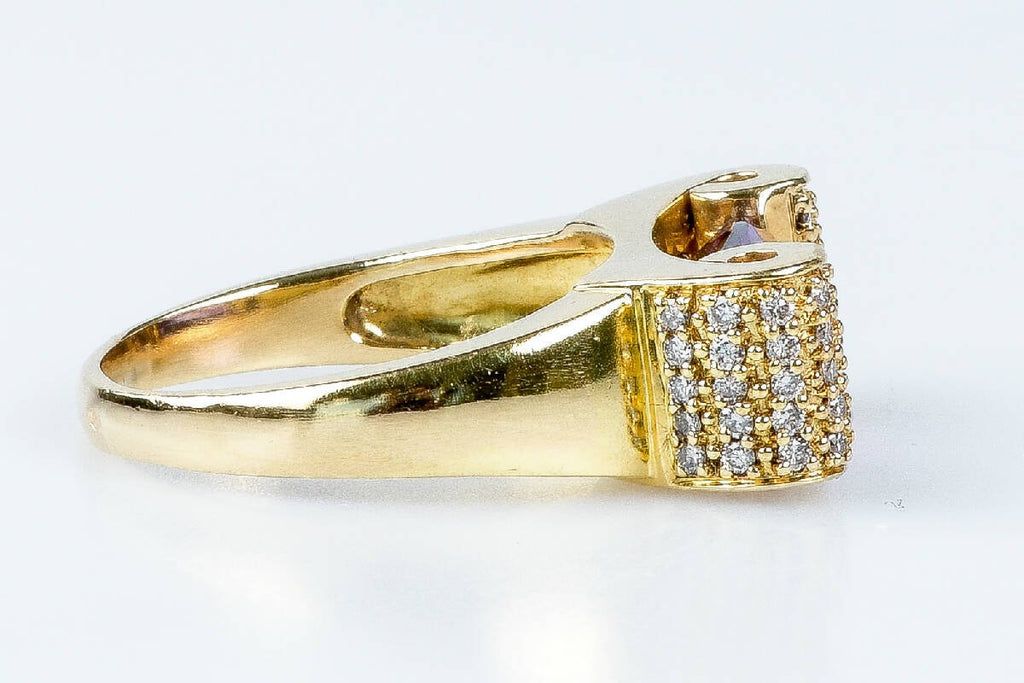 Bague améthyste diamant en or jaune 18 carats - Castafiore
