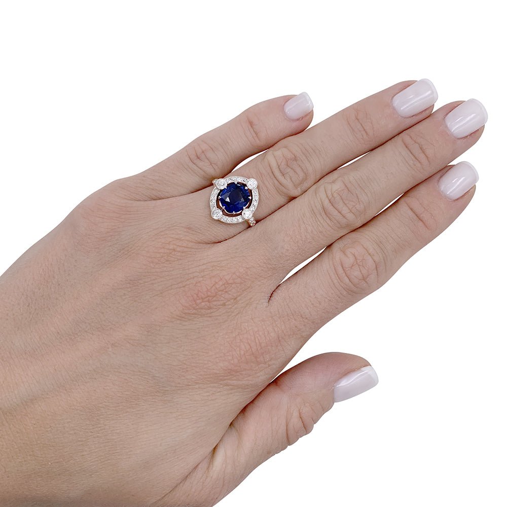 1920s ring Ceylon sapphire old cut diamonds Castafiore