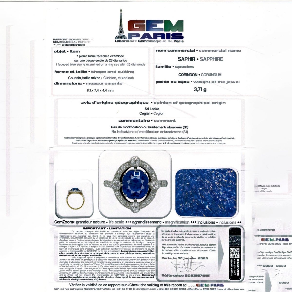 Bague années 1920, saphir Ceylan, diamants taille ancienne - Castafiore