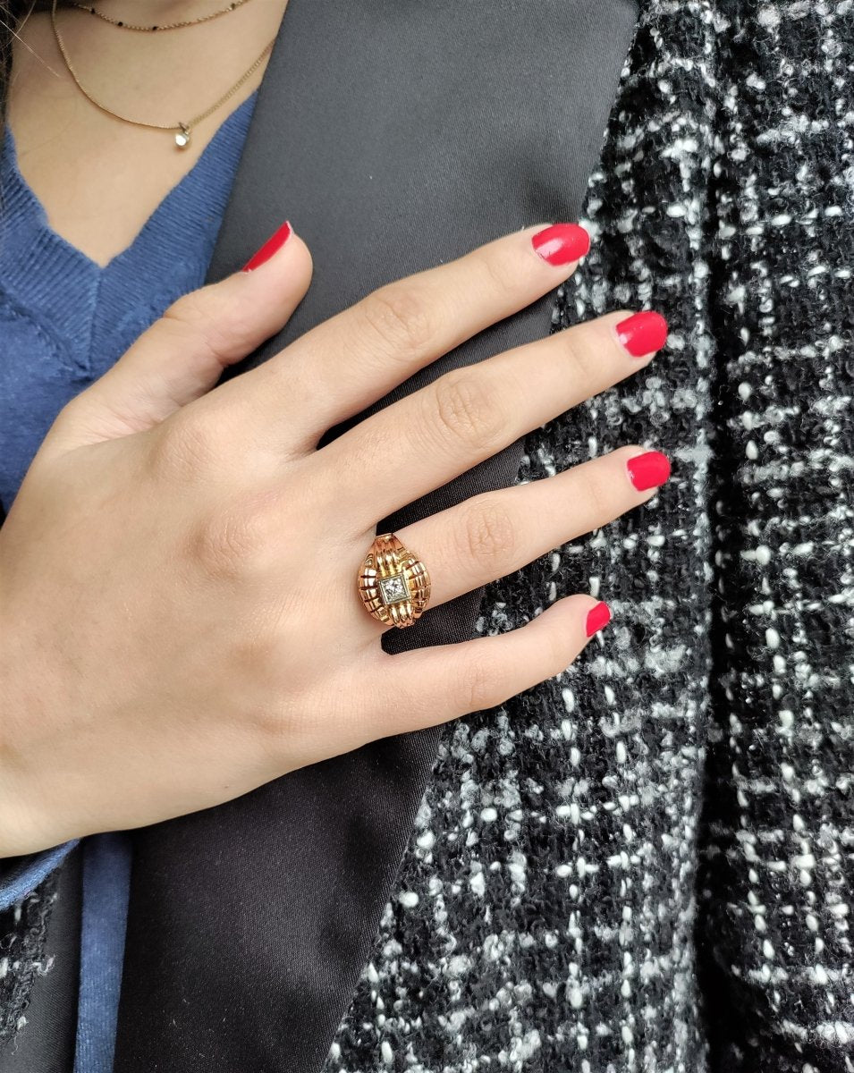 Bague en or jaune et diamant