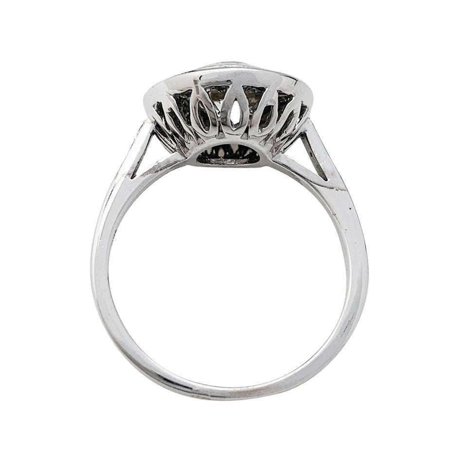 Bague Art Déco en or blanc, diamants et saphirs - Castafiore