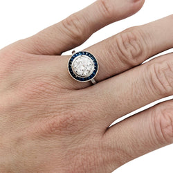 Bague Art Déco en or blanc, diamants et saphirs - Castafiore