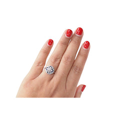 Bague Art Déco en or blanc, saphir calibrés et diamants - Castafiore