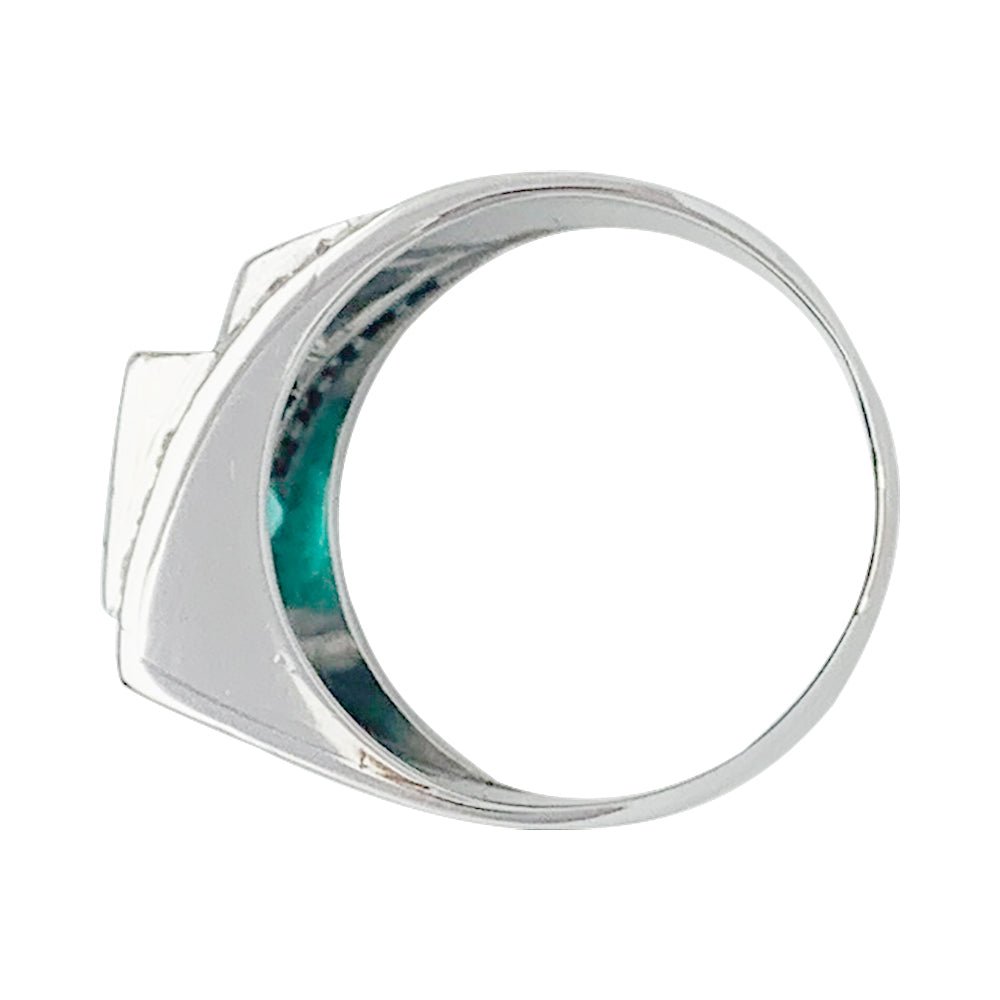Bague Art Déco en platine, émeraude et diamants - Castafiore