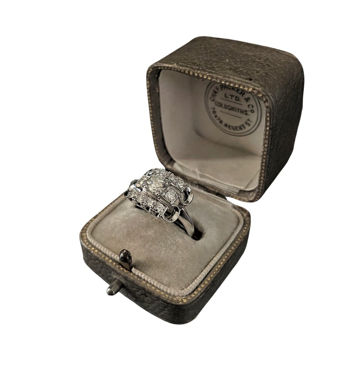 Bague Art-Déco en platine et diamants - Castafiore