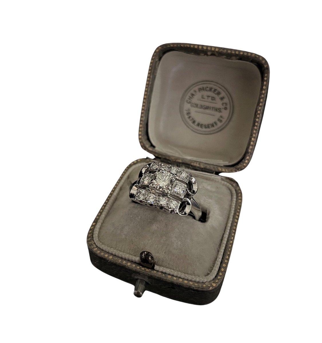 Bague Art-Déco en platine et diamants - Castafiore
