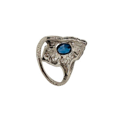 Bague Art déco en platine et saphir - Castafiore