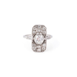 Bague Art Déco en platine, or blanc et diamants - Castafiore